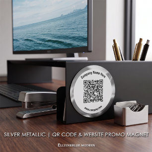 Imán Código QR personalizado metálico plateado y promoc