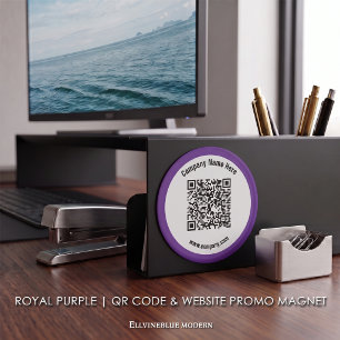 Imán Código QR personalizado Real Morado y promoción de