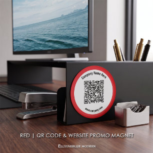 Imán Código QR personalizado rojo y promoción de sitio 