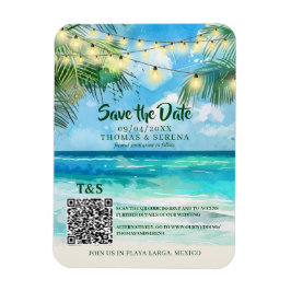 Imán Código QR Playa Tropical Guardar Fecha Destino