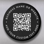 Imán Código QR | Ronda Minimalista moderna y negra<br><div class="desc">Una sencilla plantilla de imán de código QR negro personalizado en un estilo minimalista moderno que se puede actualizar fácilmente con tu código QR,  nombre comercial o sitio web y texto personalizado,  por ejemplo,  escanearme a...  #QRcode #imnet #business</div>