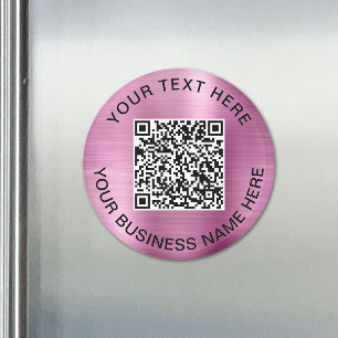 Imán Código QR rosa Promocional de Negocios