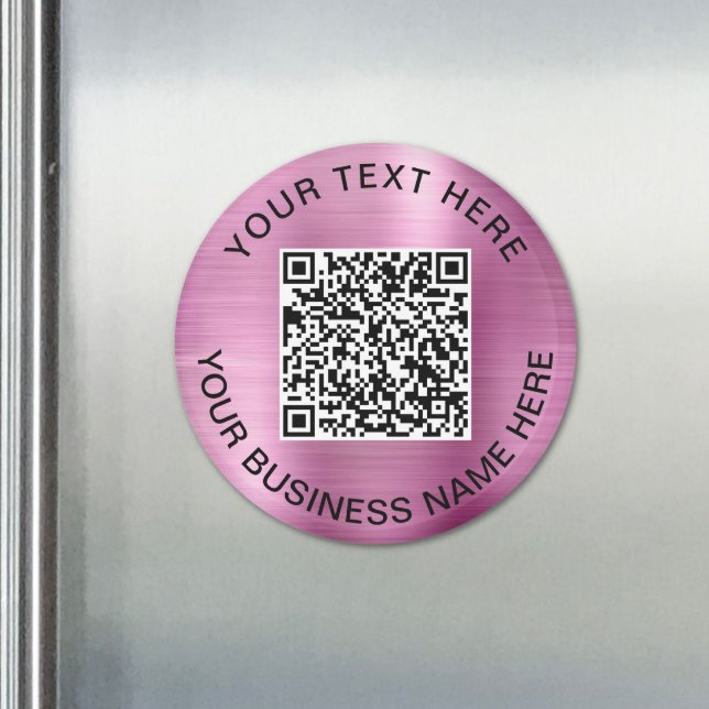 Imán Código QR rosa Promocional de Negocios (Pink QR Code Business Promotional Magnet)