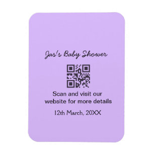Imán Código QR simple de shower de bebé morado agregar 
