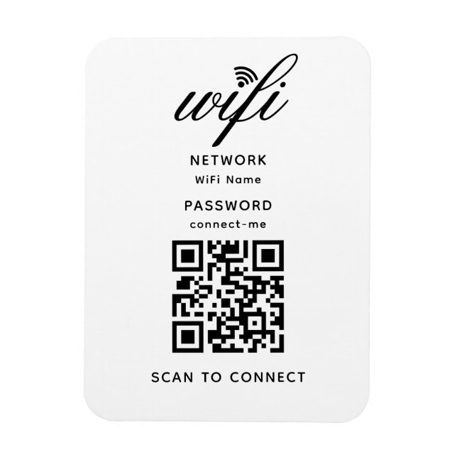 Imán Código QR Wifi Contraseña de Internet Blanco Flexi (Vertical)