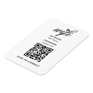Imán Código QR Wifi Contraseña de Internet Blanco Flexi