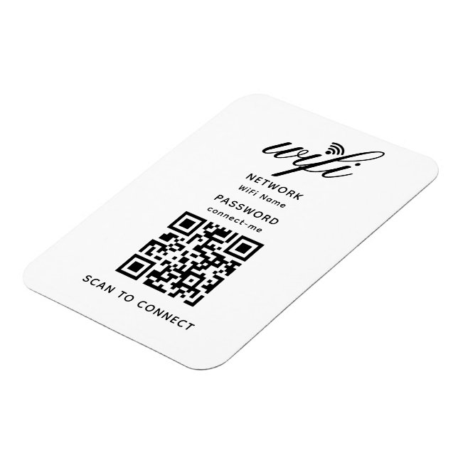 Imán Código QR Wifi Contraseña de Internet Blanco Flexi (Lado Izquierdo)