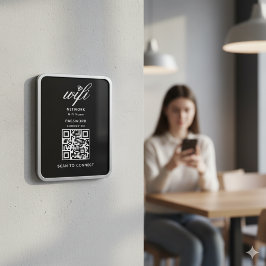 Imán Código QR Wifi Contraseña de Internet Negro Flexib