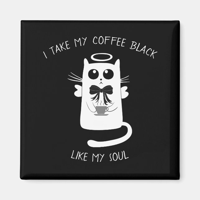 Imán Coffee Angel Cat (Frente)