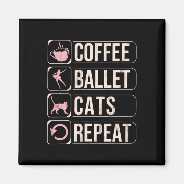 Imán Coffee Ballet Cats repiten baile divertido (Frente)