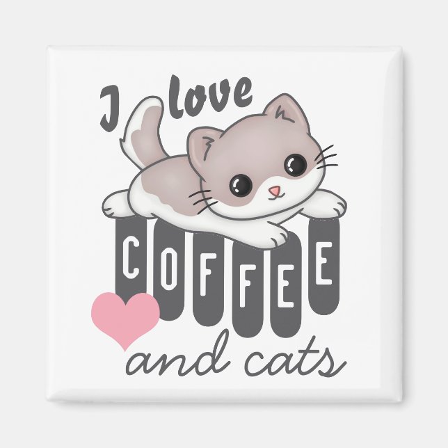 Imán Coffee de amor y gatos curados (Frente)