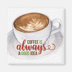 Imán Coffee Good Idea Tipografía acuarela   