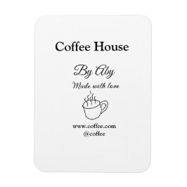 Imán Coffee house made with love add text website socia