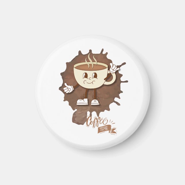 Imán **Coffee Time – Cute Smiling Cup Steam  (Frente)