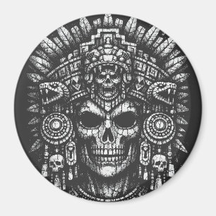 Imán Cofia de cráneo azteca por BurnsInHell