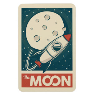 Imán Cohete galaxico Moon Retro