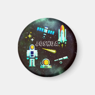 Imán Cohetes astronautas divertidos cósmicos personaliz
