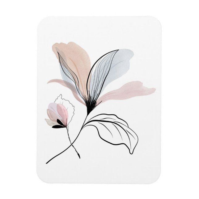Imán Cojín decorativo de flor acuarela (Vertical)