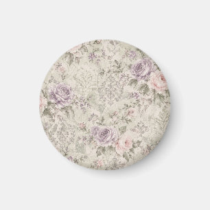 Imán Cojín Lumbar de Rosas Rosadas y Lavanda Vintage Sh