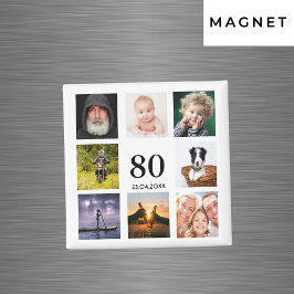 Imán Colage de fotos del cumpleaños número 80 de un hom