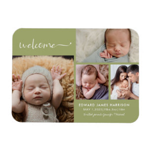 Imán Colaje de Fotos de Bienvenida para Bebé Anuncio de