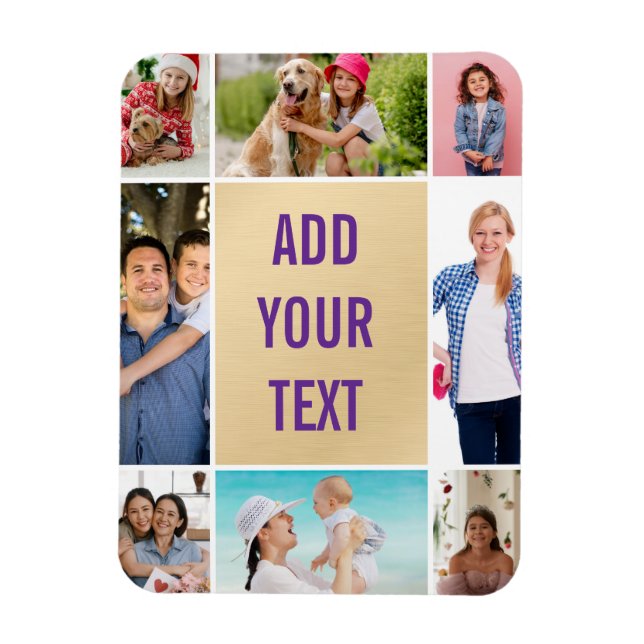 Imán colaje de fotos - fondo negro - texto blanco magn (Vertical)