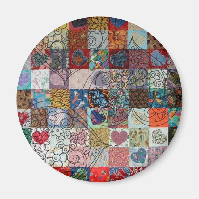 Imán colcha con corazones (Frente)