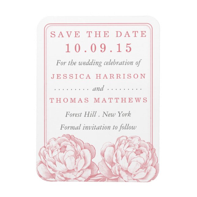 Imán Colección de Bodas florales de Peony (Vertical)