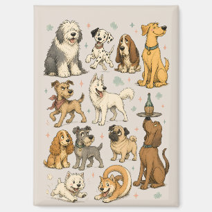 Imán Colección de Clipart de Razas de Perros de Dibujos