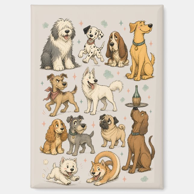 Imán Colección de Clipart de Razas de Perros de Dibujos (Anverso)