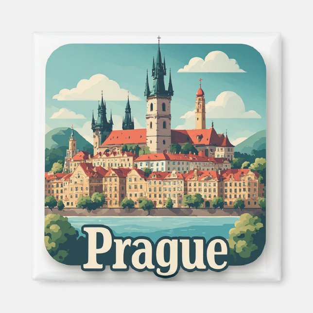 Imán Colección de Destinos de Praga (Frente)
