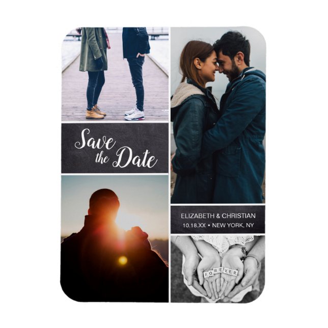 Imán Colección de fotos de personalizable Boda Guardar  (Vertical)