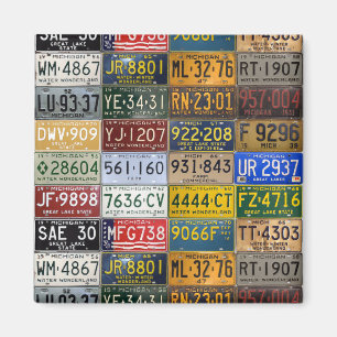 Imán Colección de las placas del vintage de Michigan
