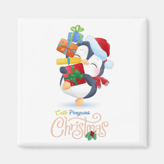 Imán Colección de navidad de pingüinos cutáneos #1