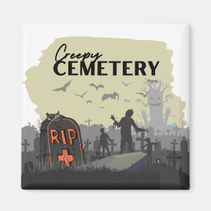 Imán Colección de sellos de Halloween "Cementerio de Cr
