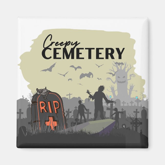 Imán Colección de sellos de Halloween "Cementerio de Cr (Frente)