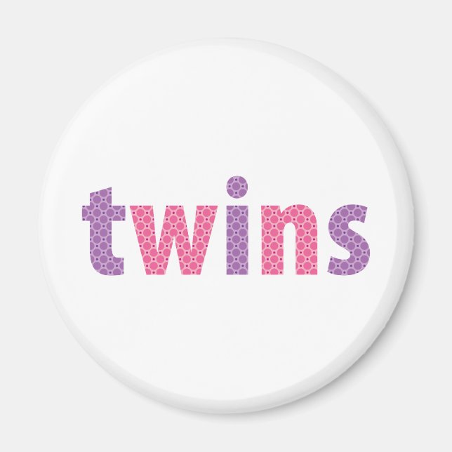 Imán COLECCIÓN DE TWINS - chicas {violeta + rosa} (Frente)