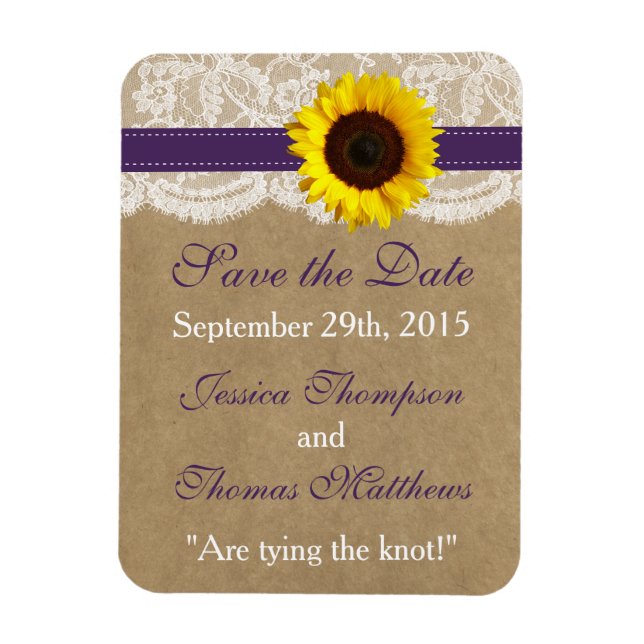 Imán Colección Kraft, Lace & Sunflower - Púrpura (Vertical)