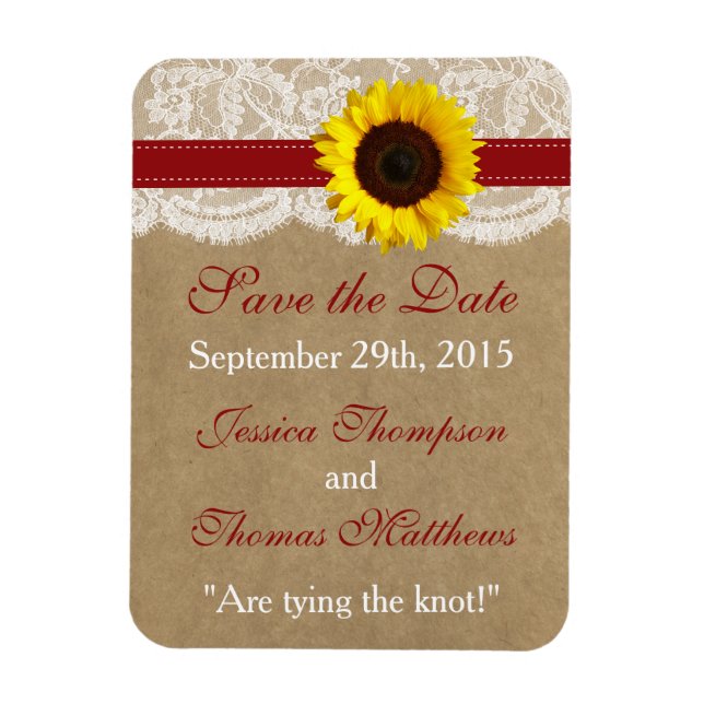 Imán Colección Kraft, Lace & Sunflower - Rojo (Vertical)