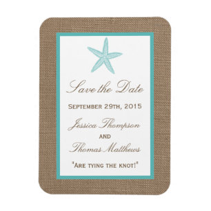 Imán Colección Turquoise Starfish Burlap Beach Wedding