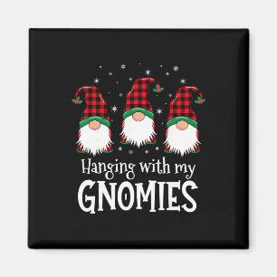 Imán Colgando Con Mis Gnomos Divertido Cuadro Rojo Navi