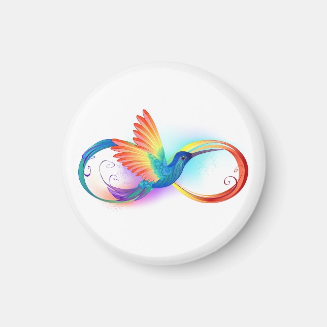 Imán Colibrí arcoiris con símbolo Infinity (Frente)