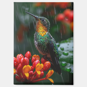 Imán Colibrí encaramado en flor brillante