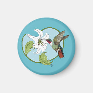 Imán Colibrí Lirio Azul Art Nouveau 