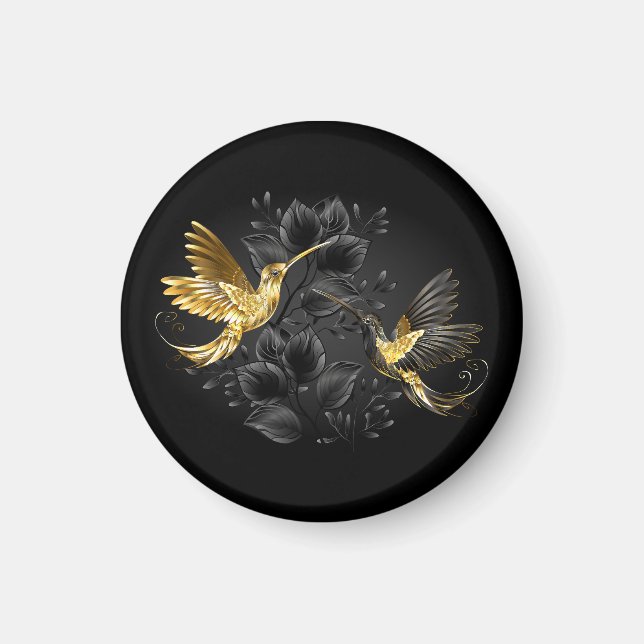 Imán Colibrí negro y dorado (Frente)