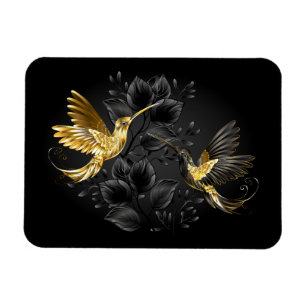 Imán Colibrí negro y dorado