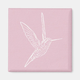 Imán Colibrí rosa y blanco