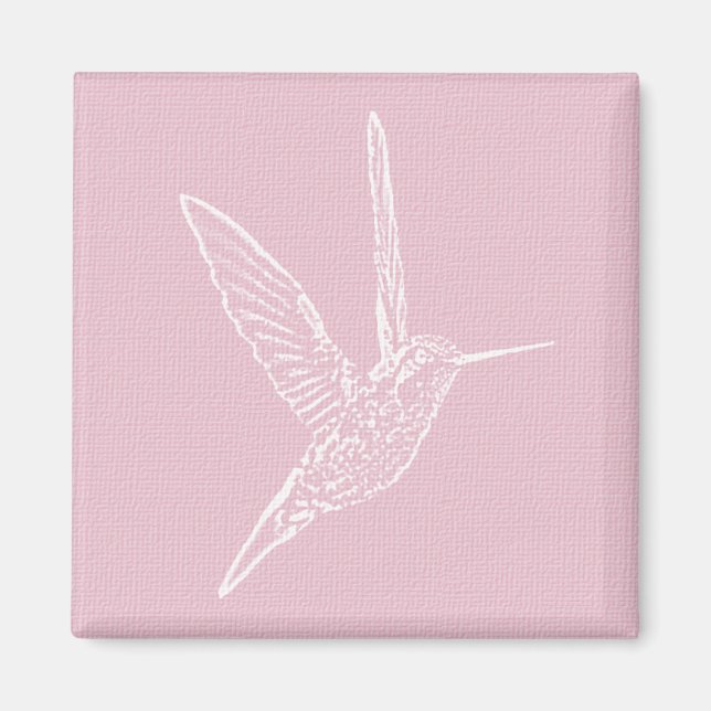 Imán Colibrí rosa y blanco (Frente)