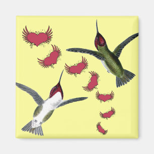 Imán Colibríes Grunge Corazones con Alas