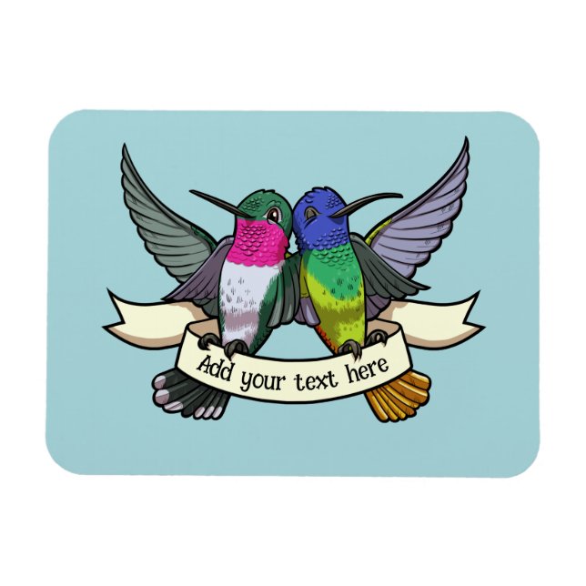 Imán Colibríes Lindos Agrega Tu Propio Texto Cinta Artí (Horizontal)